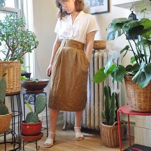 Vintage Khaki Midi Skirt